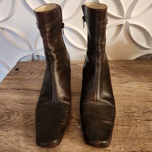 Brown Ankle Boots with metal details -SALVATORE FERRAGAMO 9 2A